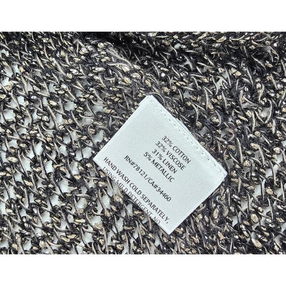 Eileen fisher sz M linen metallic blend black whimsigoth classy layering sweater - Picture 5 of 7